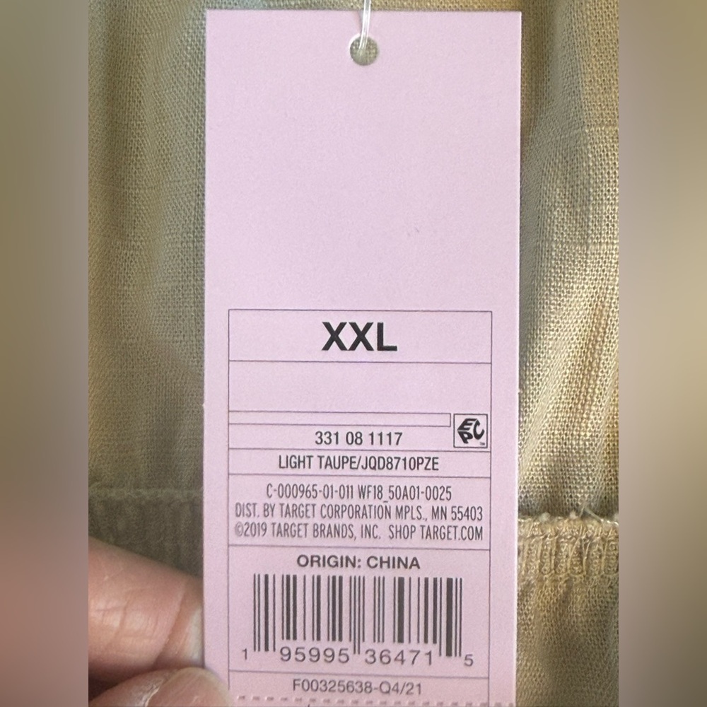 Wild Fable XXL Linen Blend Cut Out Mini Dress NWT Boho Cottagecore Light Taupe - Picture 10 of 10